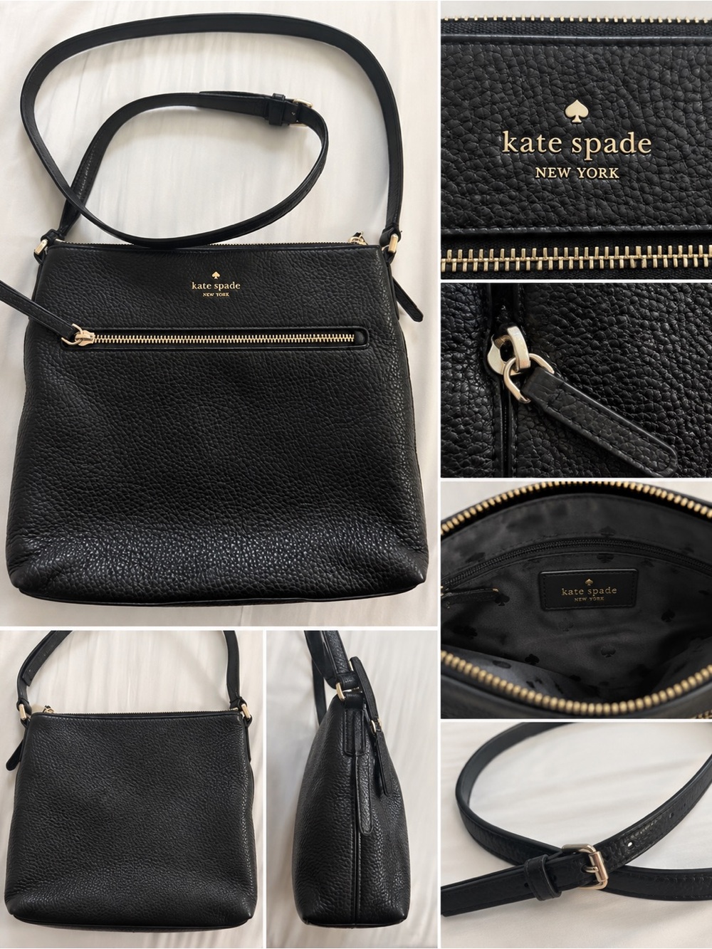 Kate Spade New York Black Pebbled Leather Crossbody Bag